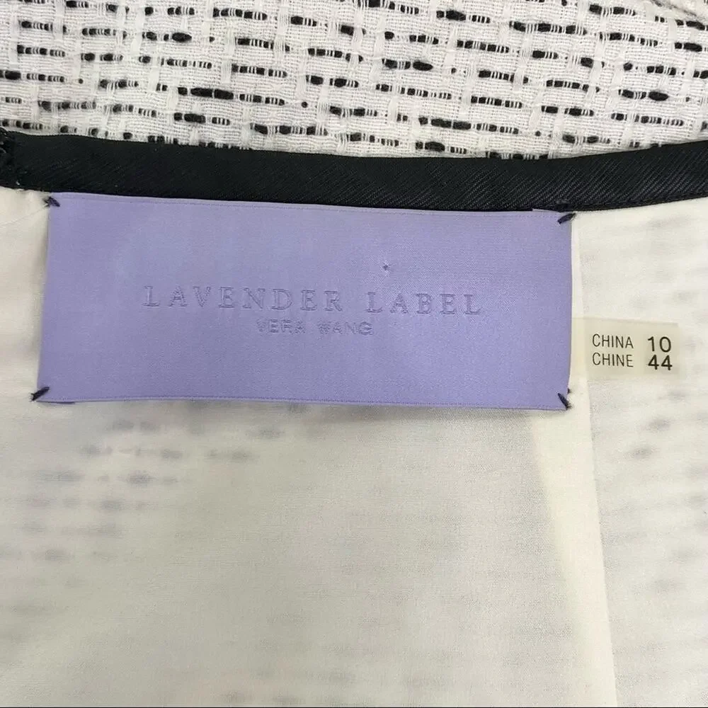 Vera Wang Lavender Label Boucle Tweed Skirt Womens Size 10  Black White Cotton - Picture 10 of 13